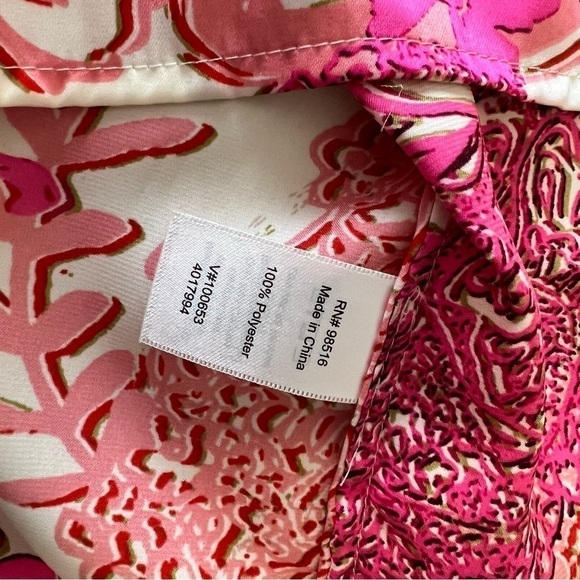 COLDWATER CREEK Pink White Floral XS 4 6 Sleeveless Tie Tunic Lightweight Shirt - Picture 5 of 13